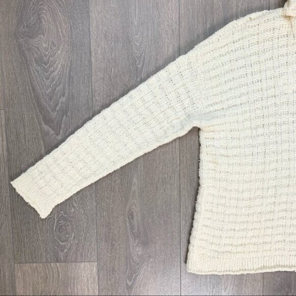 Eileen Fisher Organic Cotton Turtleneck  Sweater Waffle Knit Size Cream Pullover - Picture 6 of 16